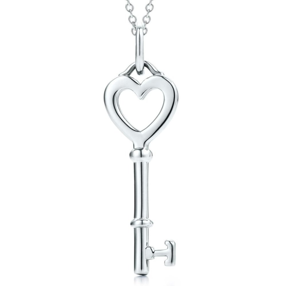 Tiffany & Co Heart Key Pendant and beaded chain necklace in Sterling Silver